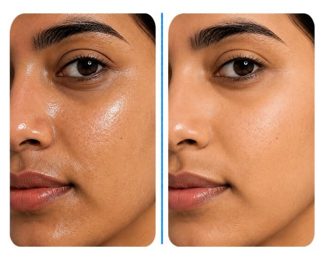 Removes dirt and oil - before and after