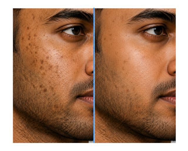 Reduces dark spots - before and after