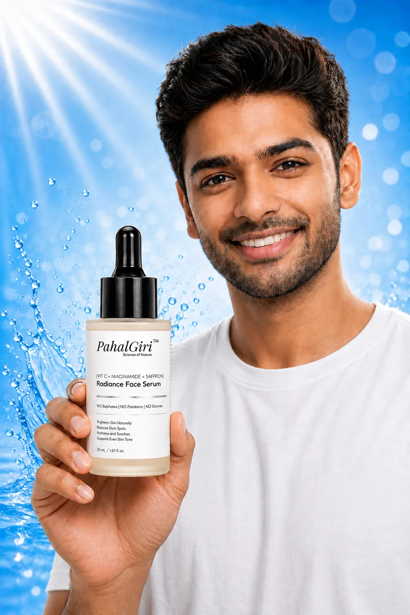 Man using Radiance Face Serum