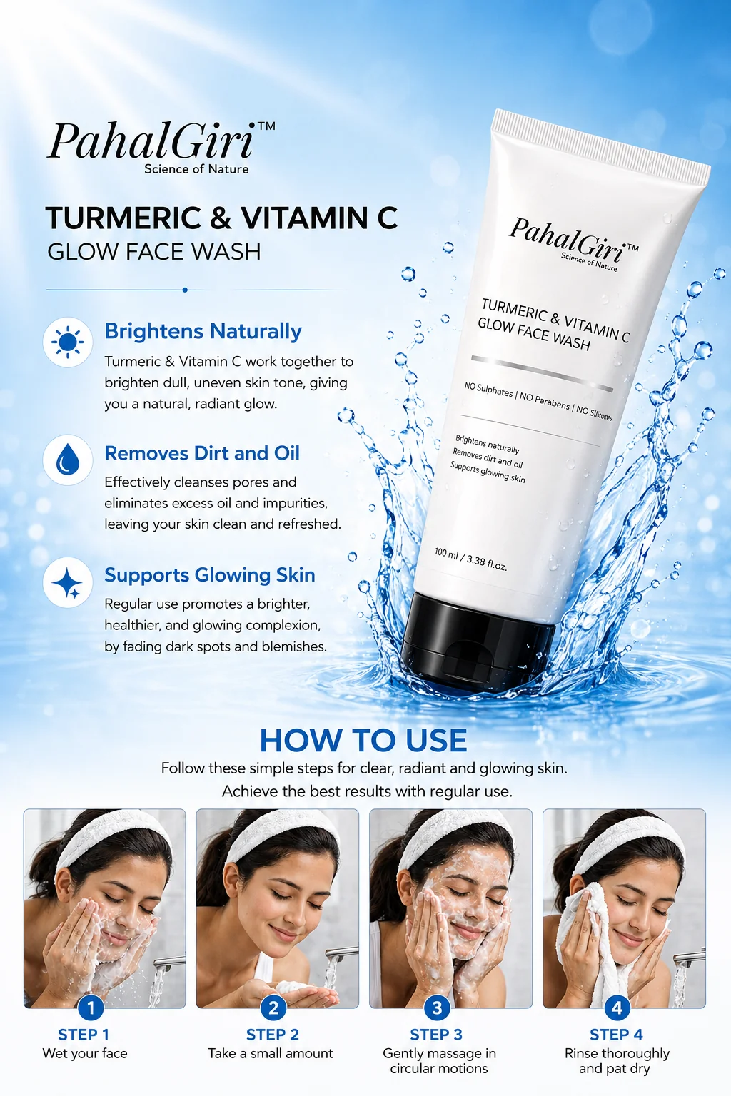PahalGiri Turmeric Vitamin C Face Wash key benefits and how to use