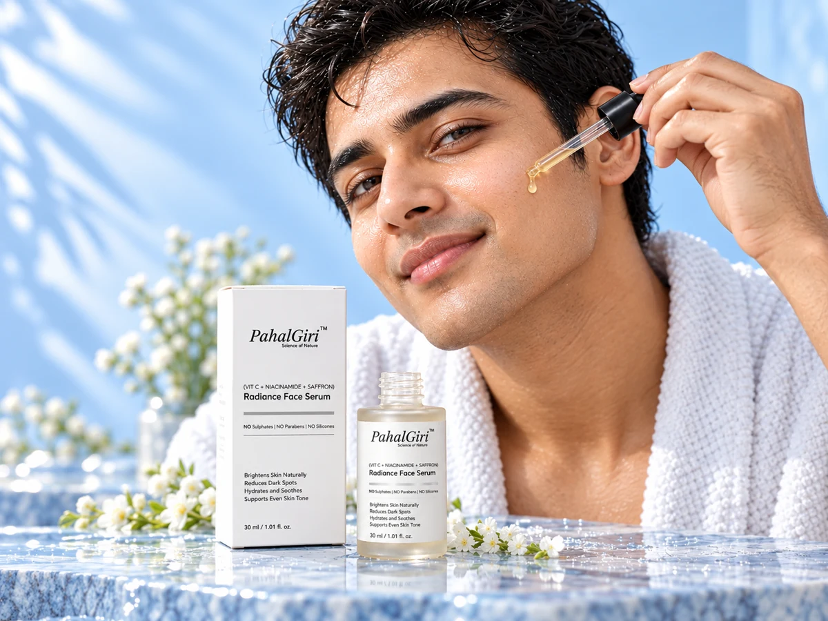 Man using Radiance Face Serum